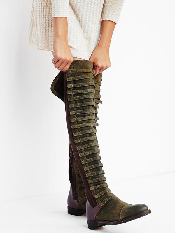 Autumn Winter Bandage Frosted Thigh-high Boots Shoes