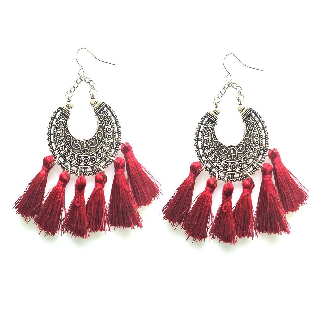 New Earrings for Xmas party beautiful round tassel bohemia earrings