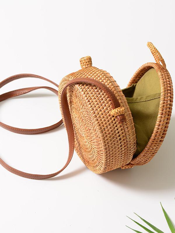 Round Rattan Butterfly Forest Handmade Bohemia Bag