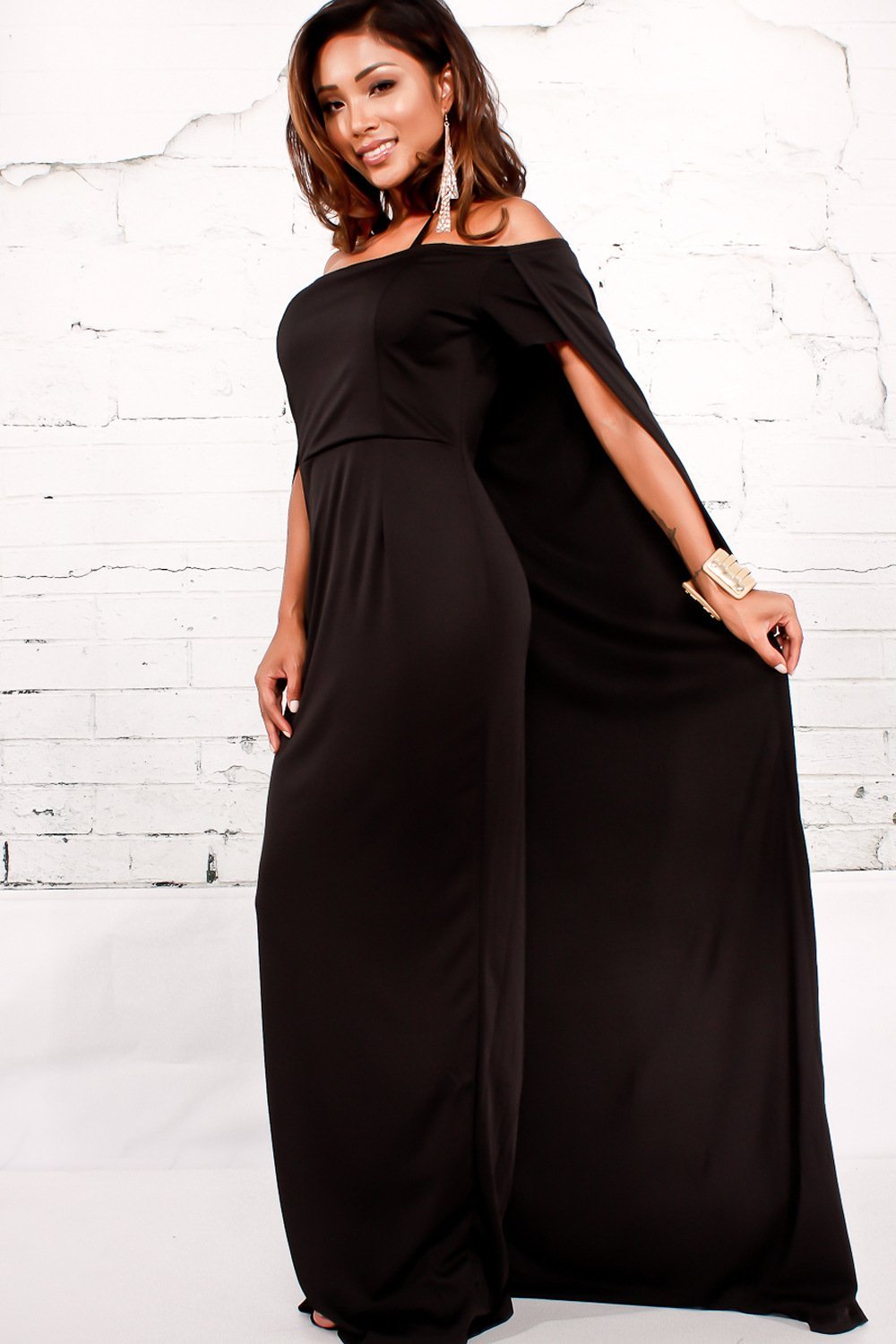 Black Off Shoulder Summer Evening Party Dress