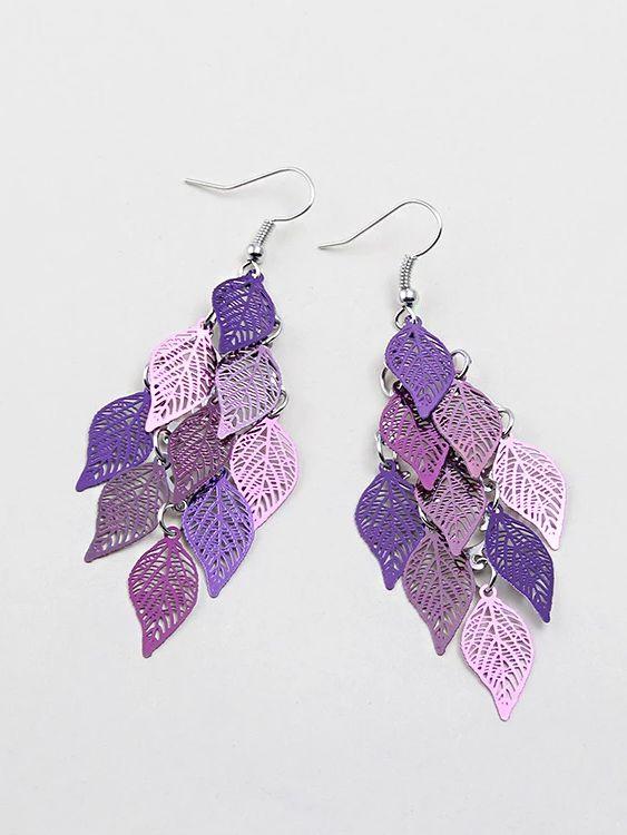 Seven Color Xiao Jiu Leaves Fashion Earrings Earrings