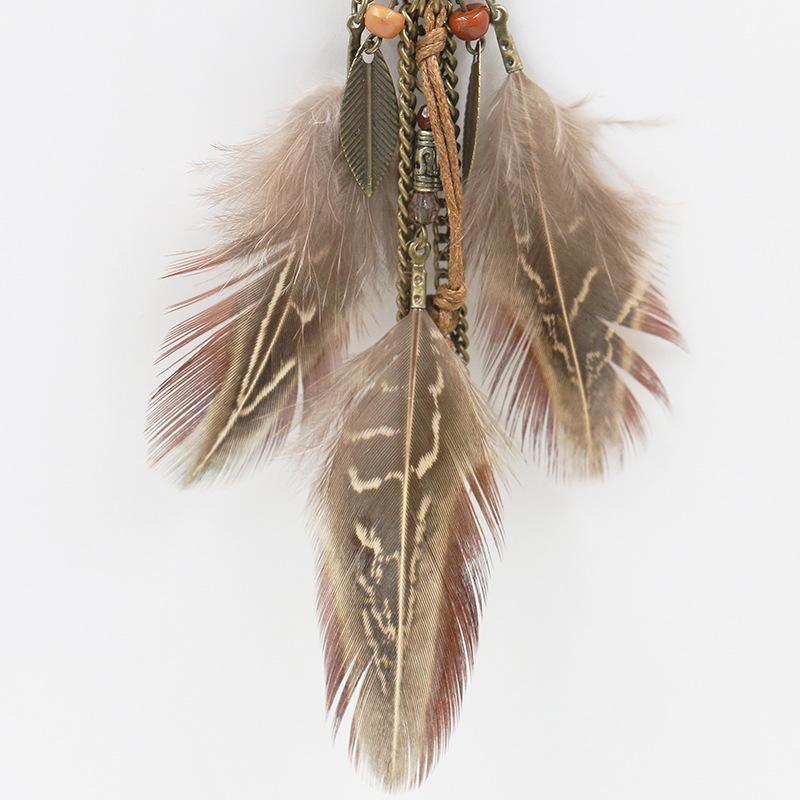 Retro Hollowed  Feather  Tassel Sweater Chain