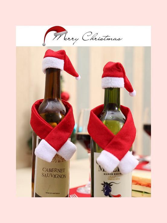 Creative non-woven scarf and hat Christmas bottle decoration