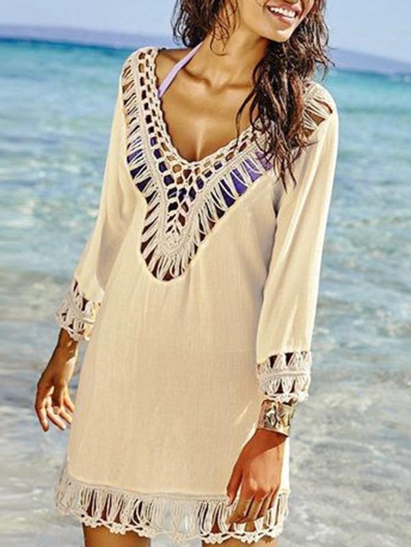 Tasseled Crochetgo Cover-Ups Swimwear