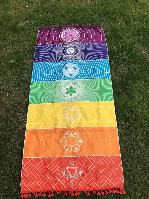 Unique Rectangle Rainbow Summer Beach Towel Yoga Mat