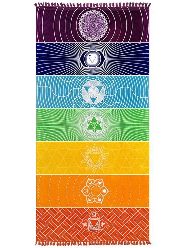 Unique Rectangle Rainbow Summer Beach Towel Yoga Mat