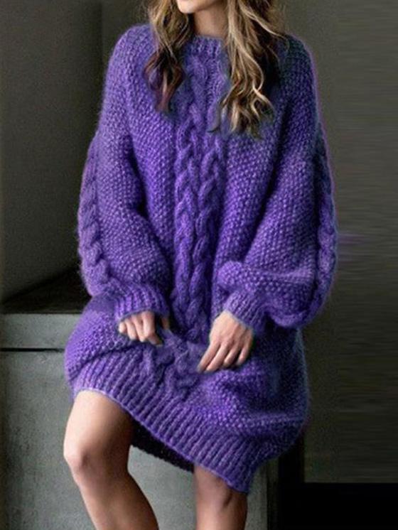 Loose Purple Long Sweater