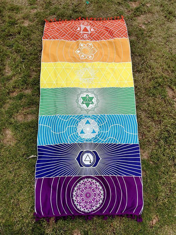 Unique Rectangle Rainbow Summer Beach Towel Yoga Mat
