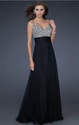 Spaghetti Strap Sequin Splice Evening Maxi Dress