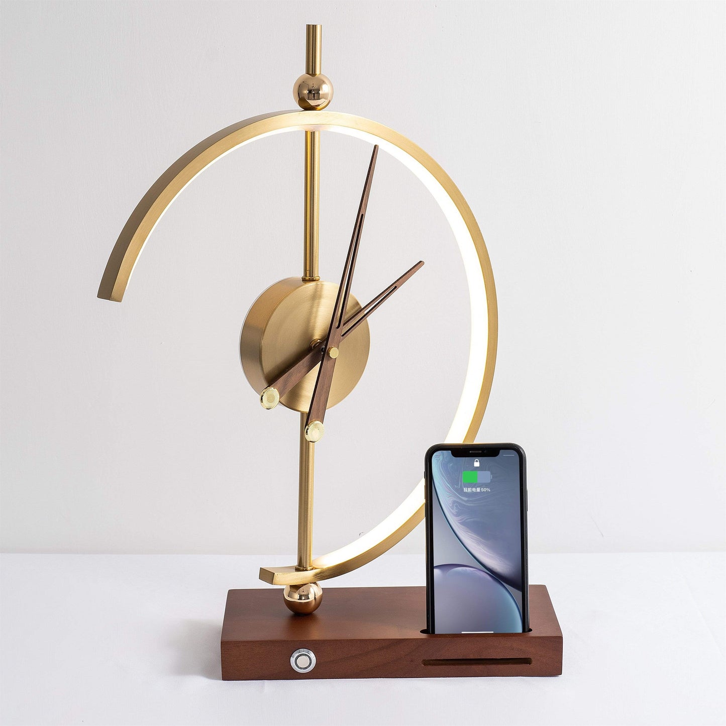 Creative clock lamp modern simple bedroom bedside light luxury decoration mobile phone intelligent wireless charging and storage lamp