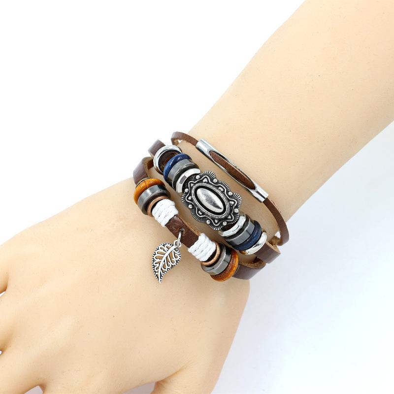 Beaded Leather Bracelet Adjustable Leather New Bracelet Jewelry