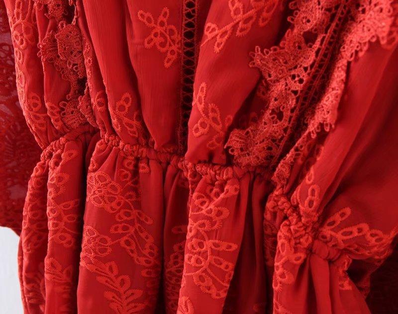 New Summer Hollow Back Cross Batwing Sleeve Mini Dress