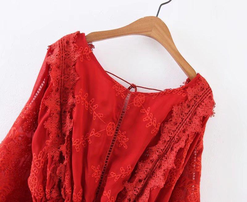 New Summer Hollow Back Cross Batwing Sleeve Mini Dress