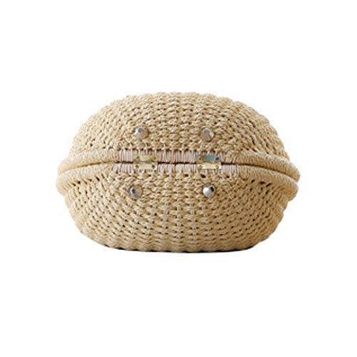 Natural Straw Woven Shell Clutch Beach Handbag