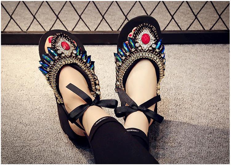 Bohemian Slipper Jewelry Vintage National Clip Toe Shoes