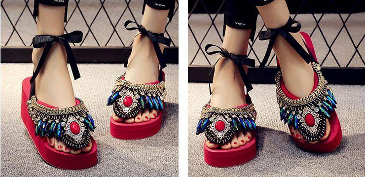 Bohemian Slipper Jewelry Vintage National Clip Toe Shoes