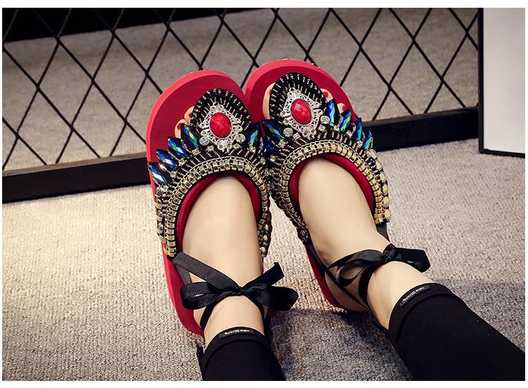 Bohemian Slipper Jewelry Vintage National Clip Toe Shoes