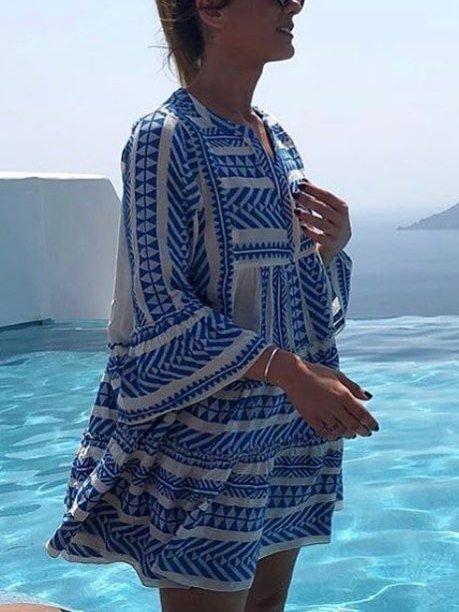 Boho Printed Tribal Bell Sleeve Dresses