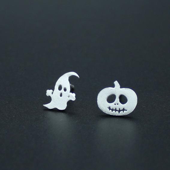 Halloween Ghost and Pumpkin Stud Earrings