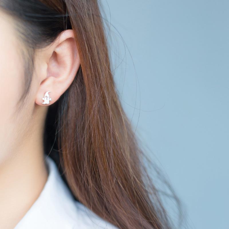 Halloween Ghost and Pumpkin Stud Earrings