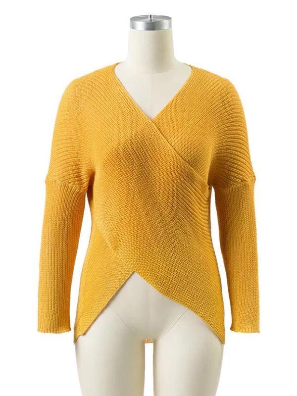 Fashion Cross V-neck Knitting Sweater Tops