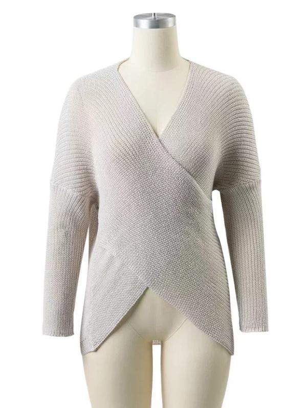 Fashion Cross V-neck Knitting Sweater Tops