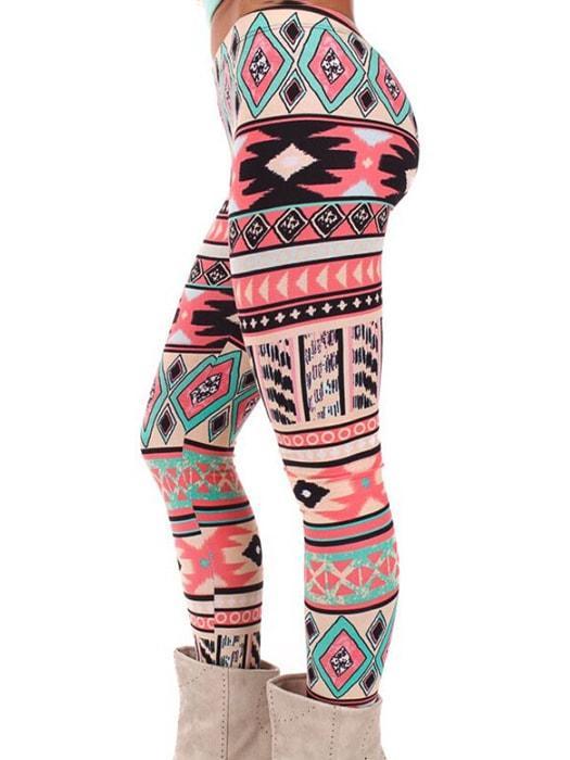 Christmas Tribal Pattern Leggings In Pink