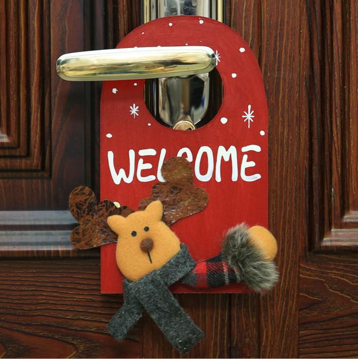 Santa Deer Pattern Door Decor for House Bar Christmas Decoration