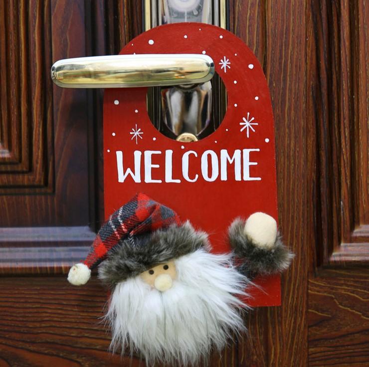 Santa Deer Pattern Door Decor for House Bar Christmas Decoration