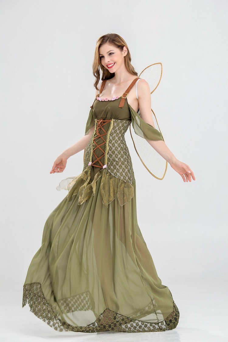 Green Halloween Cosplay Party Maxi Dress