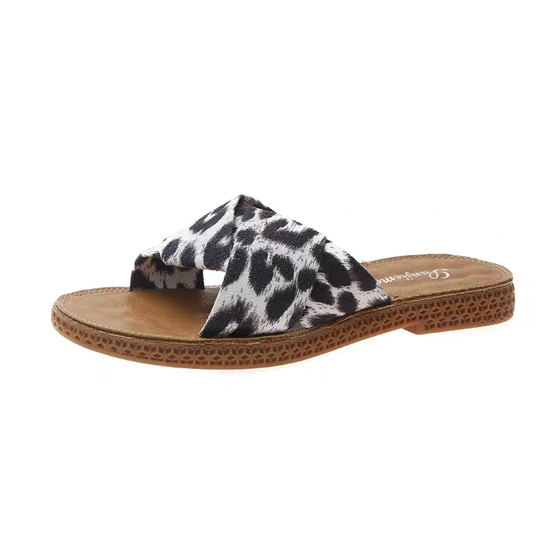 Women Summer Leopard Flat Slippers