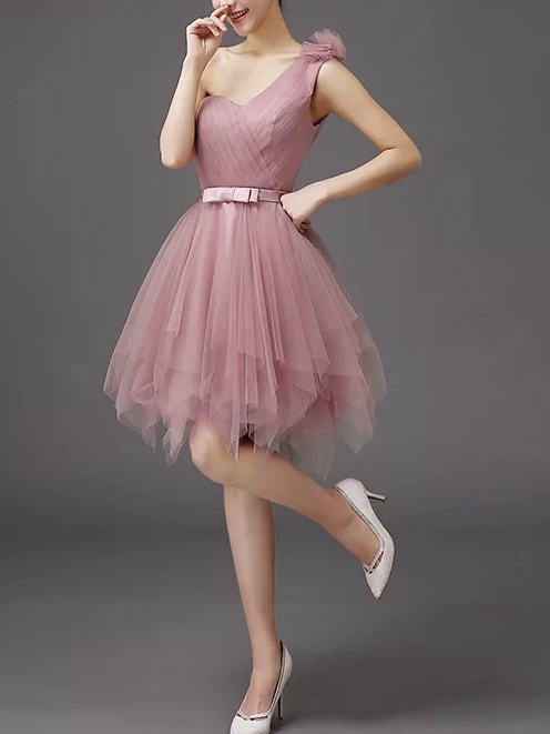 Bean Paste Color Bridesmaid Dress Sisters Midi Paragraph Decoration Bride Evening Dress