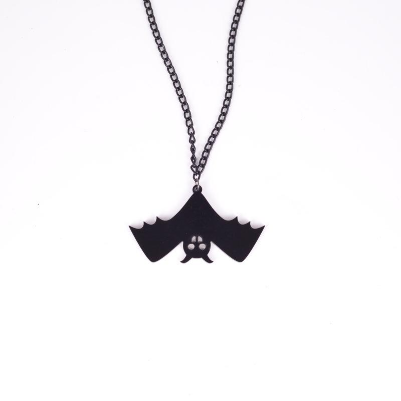 Retro Fashion Halloween Black Bat Hook Earring Necklace