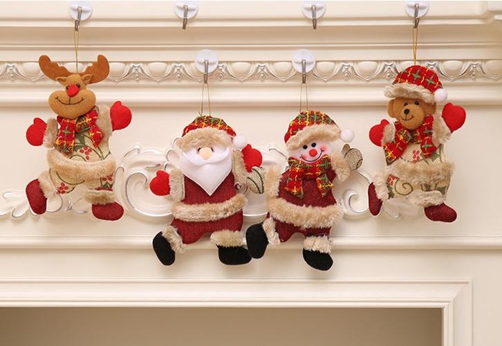 Santa Clause Bear Snowman Elk Doll Hanging Ornaments Tree Decoration