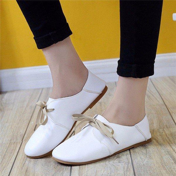 Pu Pure Color Casual Slip On Comfort Shoes For Women