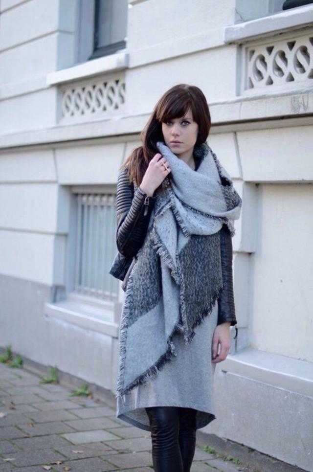 Autumn Raw Edge Beveled Design Thick Plaid Long Warm Scarf Shawl