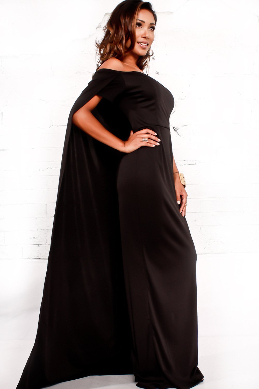 Black Off Shoulder Summer Evening Party Dress