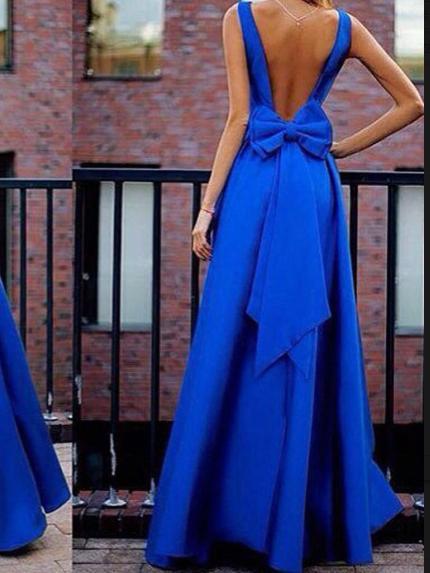 Sexy Spaghetti Strap Backless Solid Color Evening Gown Maxi Dress