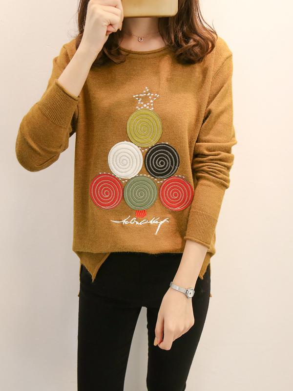 2017 Xmas Tree Casual sweatshirt women long sleeve T-shirt