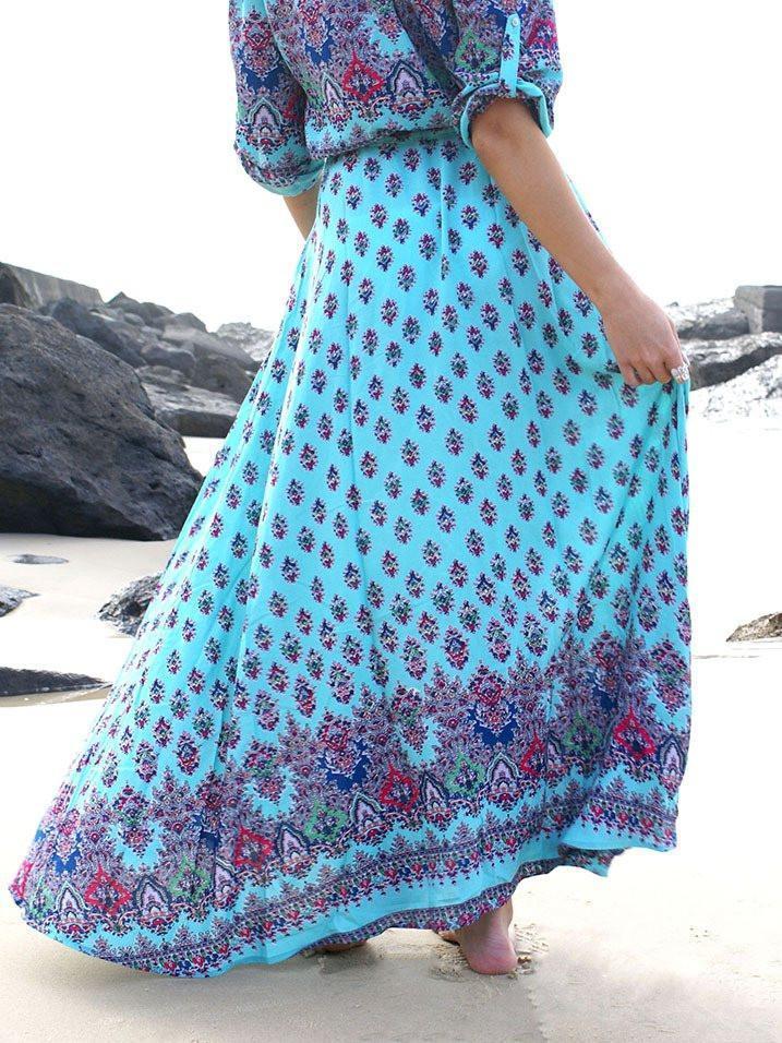 Pretty Bohemia Floral V Neck Half Sleeve Front Split Maxi Dress