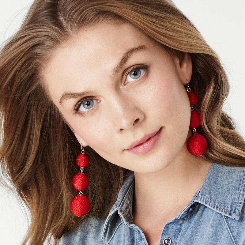 Handmade cute ball lantern ear stud earrings bohemia