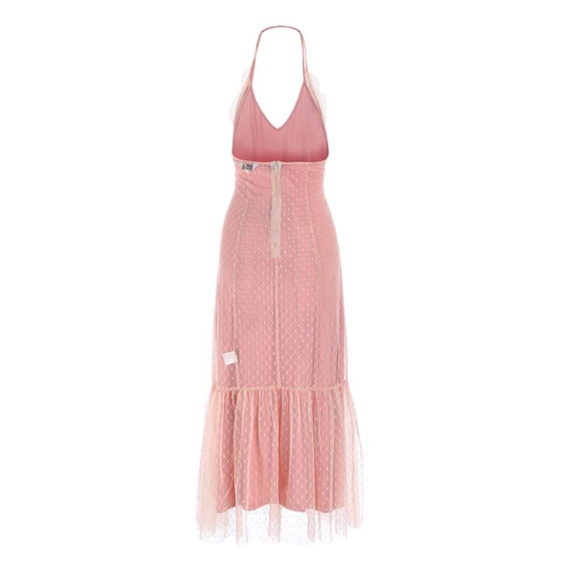 Boho Mesh Pink Ruffles 2 Pieces Sets Dress