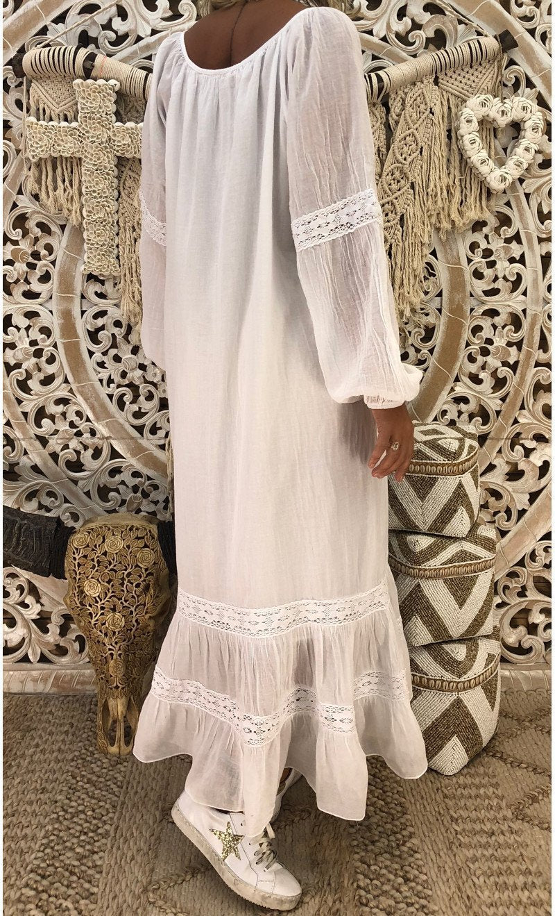 Solid Color Long Sleeve Loose Casual Long Maxi Dress