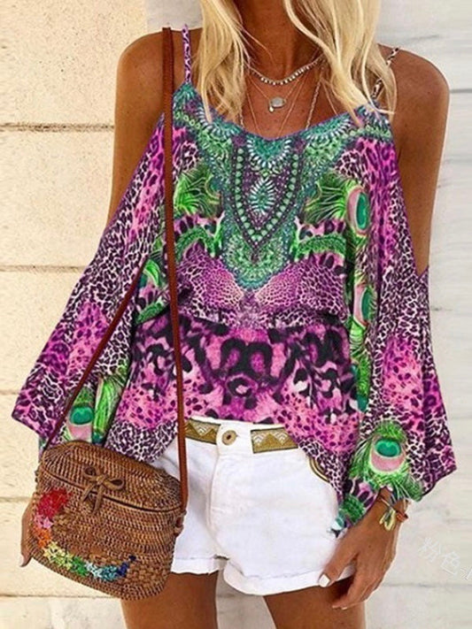 Retro Ethnic Vest Color Loose Blouse