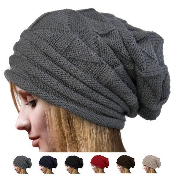 Men and women autumn and winter pleated cuffed hooded outdoor ski wool cap