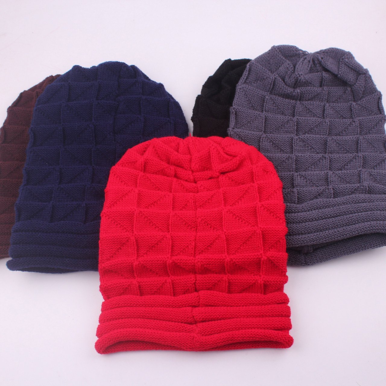 Men and women autumn and winter pleated cuffed hooded outdoor ski wool cap