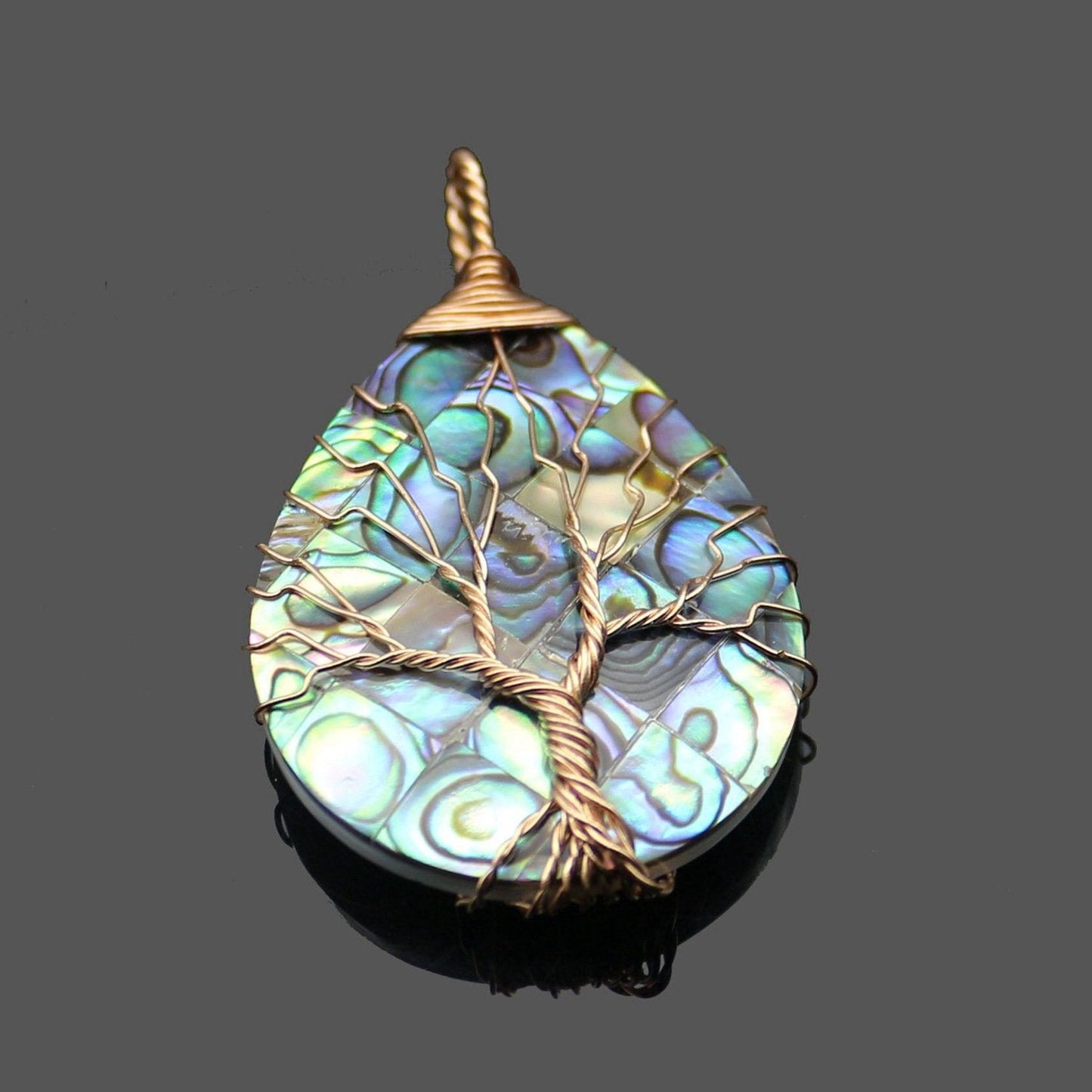 Handmade Natural Abalone Shell Stone Pendant Necklace