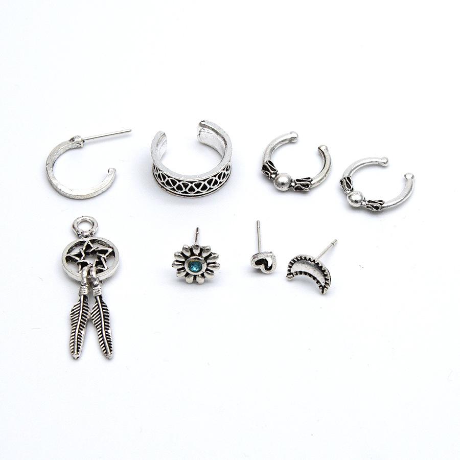 Vintage C-shaped Ear Clips Moon Love 7-piece Earrings Set