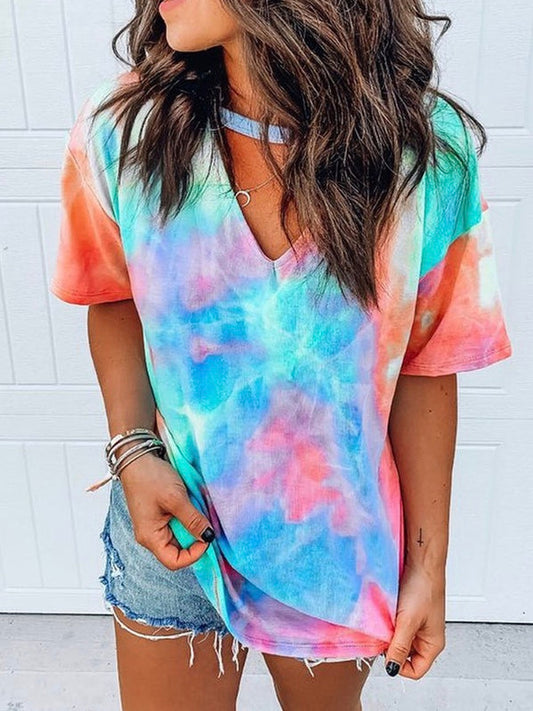 Summer Sexy Frauen Tie Dye Druck Kurz T Shirt