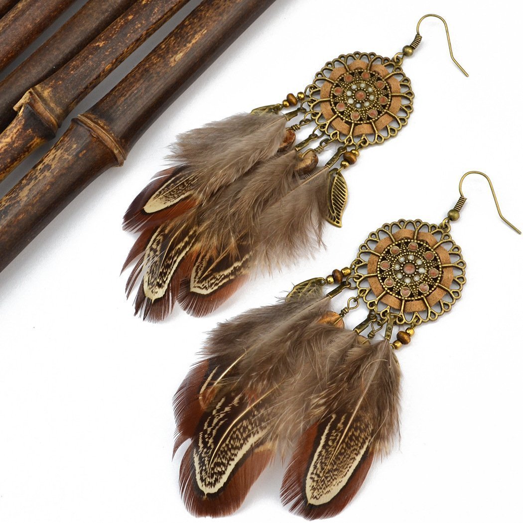 Bohemia Feather Tassels Earrings Accessories